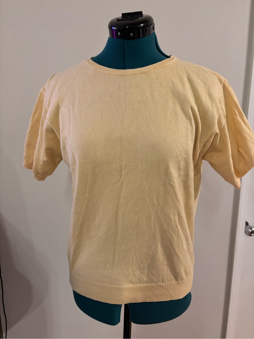 J. Crew Short Sleeve Crewneck Sweater in Pale Yellow, medium